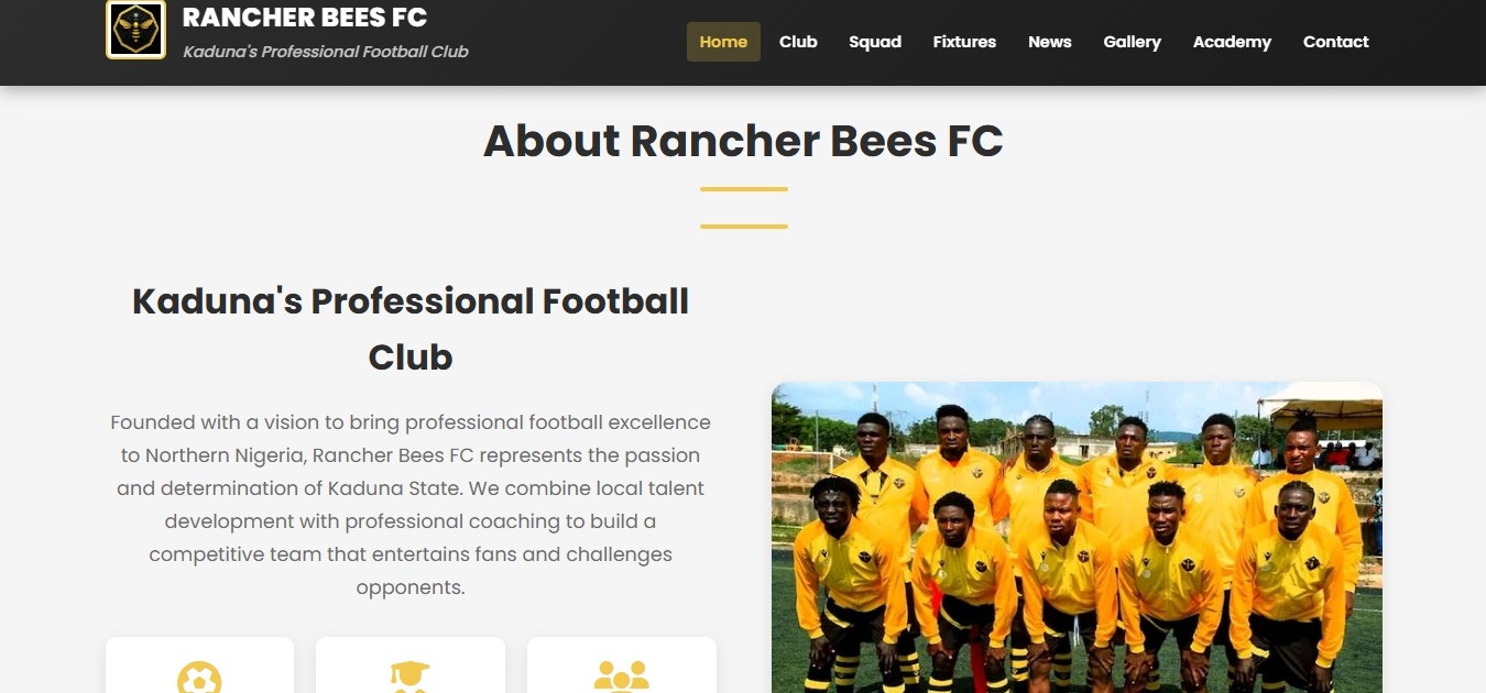 Mockup for Ranchers Bees FC Professional Club Platform