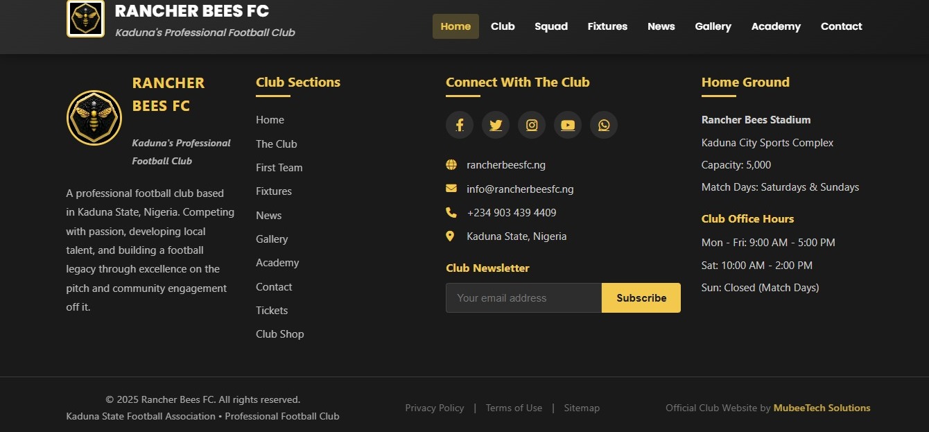 Mockup for Ranchers Bees FC Professional Club Platform