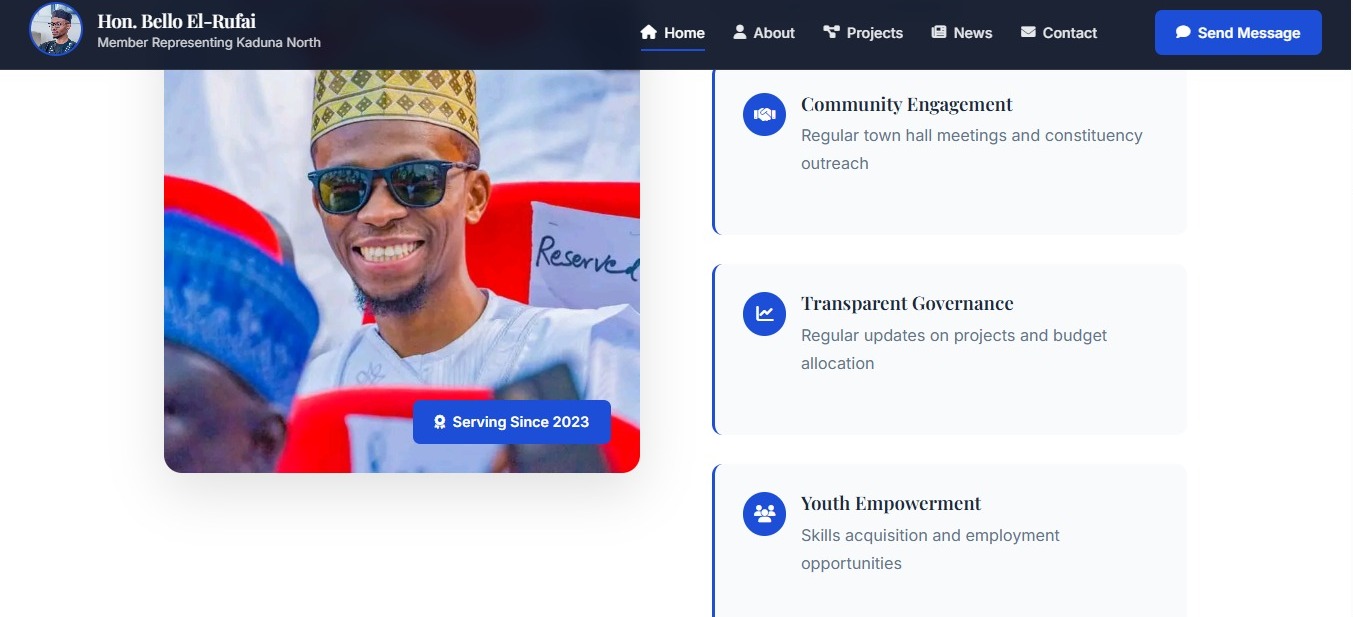 Mockup for Hon. Bello El-Rufai Constituency Management System