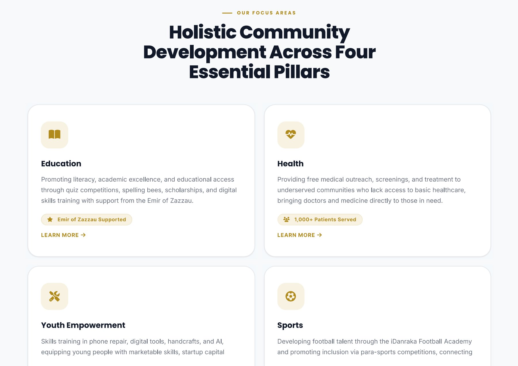 Mockup for iDanraka Care Foundation CMS