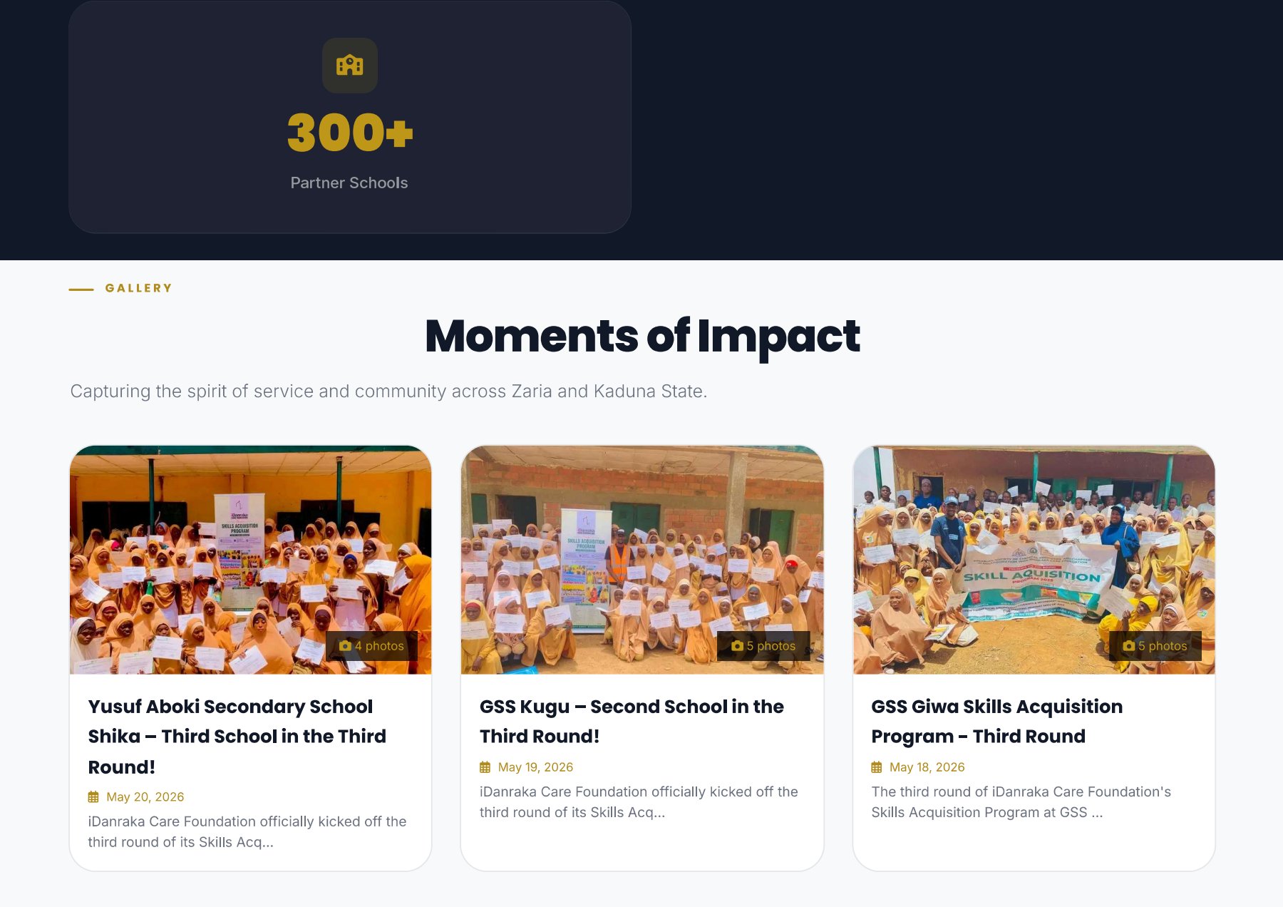 Mockup for iDanraka Care Foundation CMS