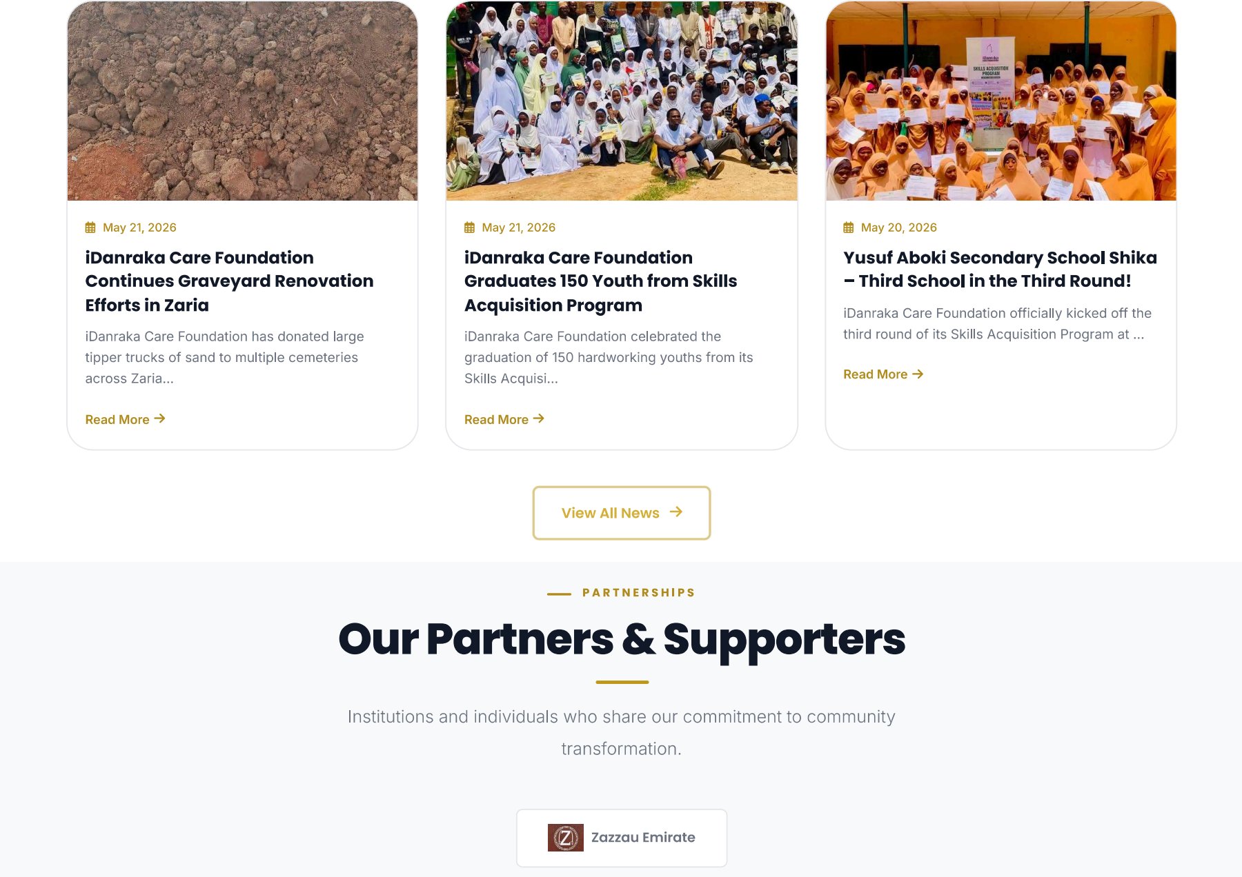 Mockup for iDanraka Care Foundation CMS